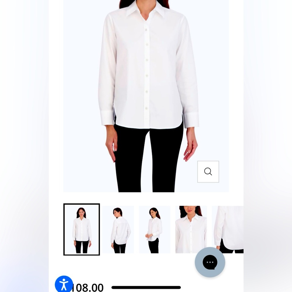 Foxcroft white long sleeve blouse. New without tags/never worn.